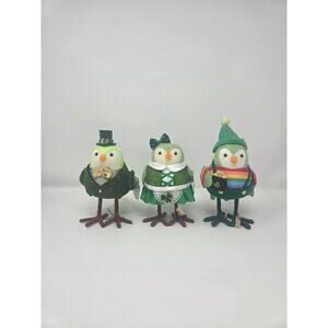 "Clover" "Finnigan" "Goldie" St Patrick's Day Fabric Felt Birds Set of 3